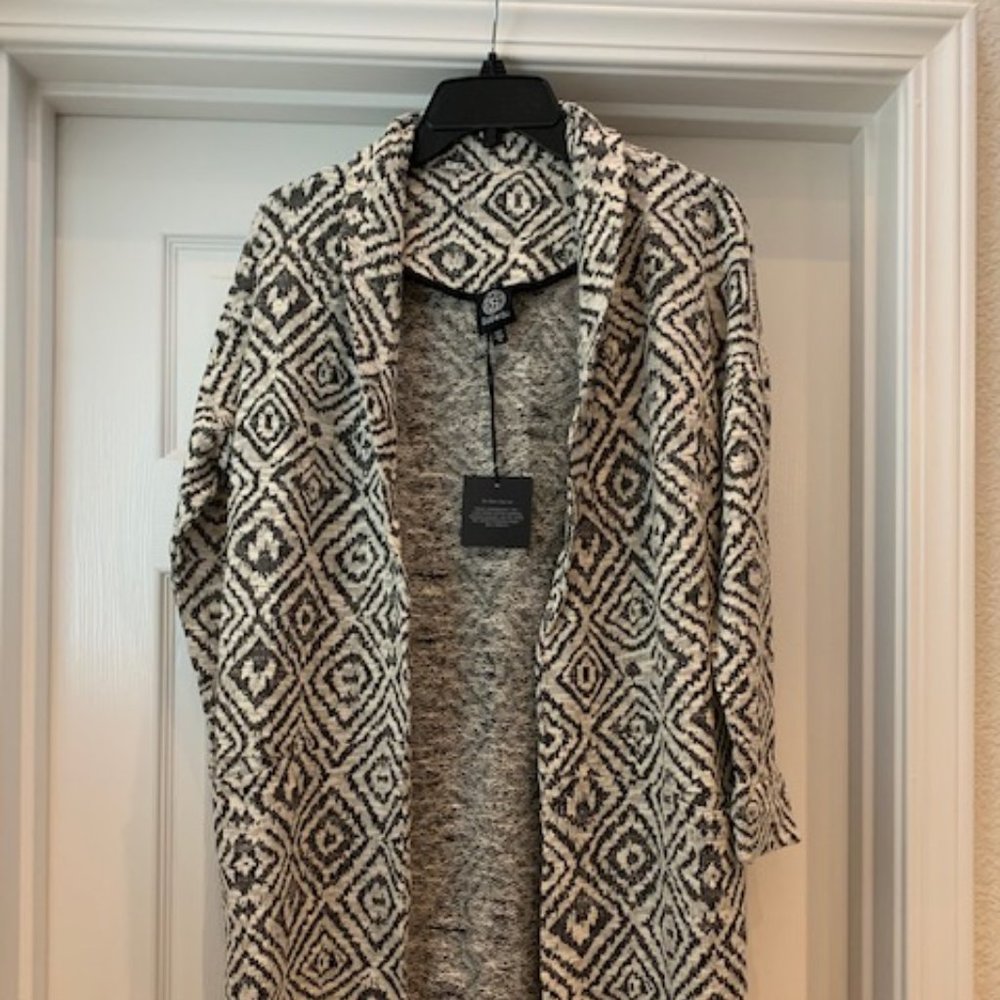 NWT BOBEAU Geo Textured Open Jacket Duster Cardigan S
